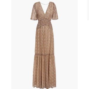 BA&SH open back printed metallic maxi dress